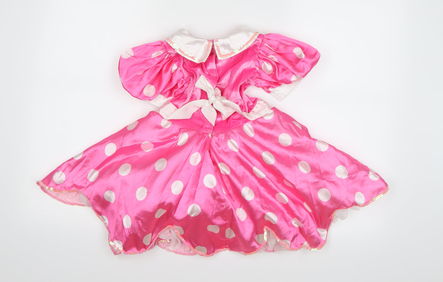 Disney Girls Pink Polka Dot  Fit & Flare  Size 5-6 Years  - Fancy dress