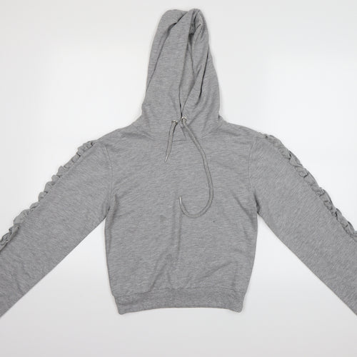 Select Womens Grey   Pullover Hoodie Size S  - Cropped