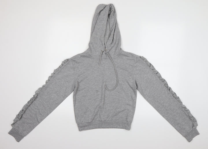 Select Womens Grey Pullover Hoodie Size S - Cropped