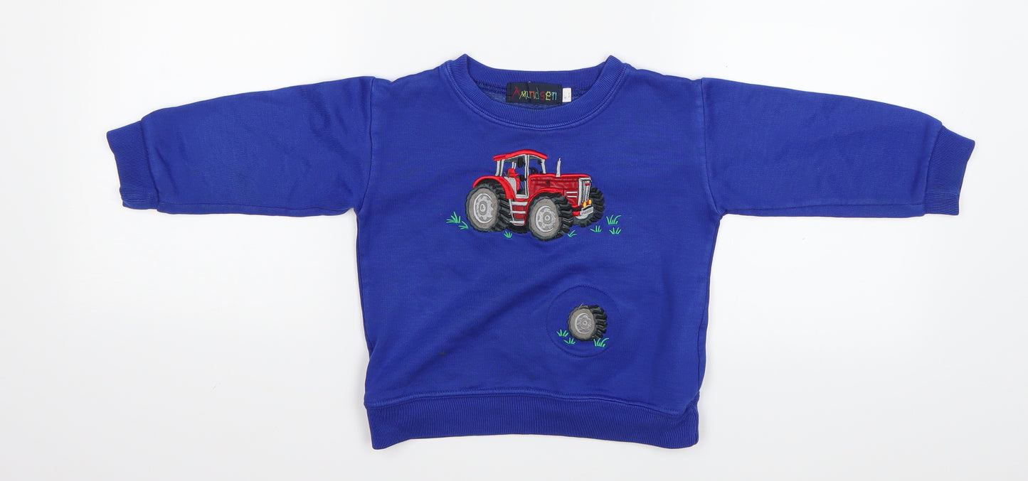 Amundsen Boys Blue   Pullover Jumper Size 2-3 Years  - tractors
