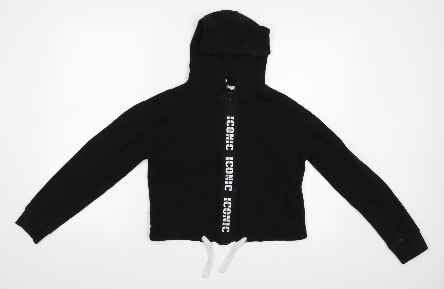 miss evie Girls Black   Full Zip Hoodie Size 11-12 Years  - Cropped