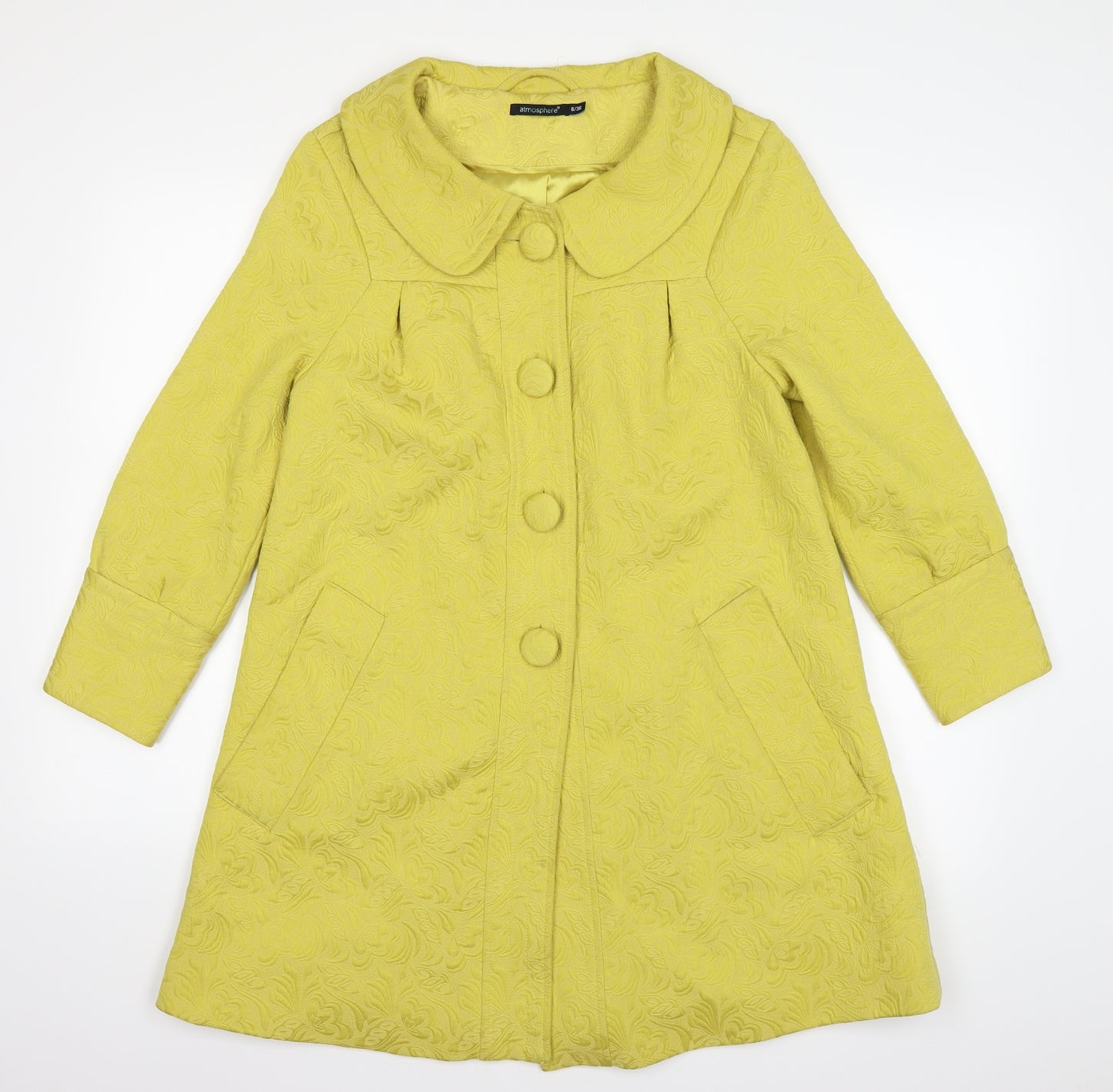 Primark Womens Yellow Floral  Pea Coat Coat Size 8