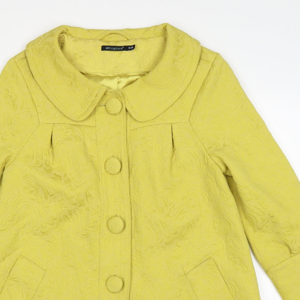Primark Womens Yellow Floral  Pea Coat Coat Size 8