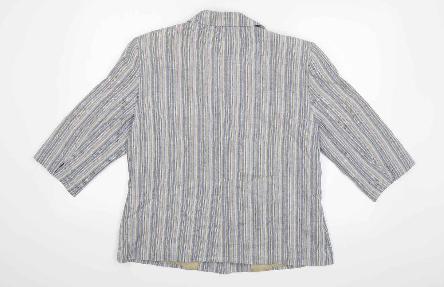 EWM Womens Blue Striped  Jacket Blazer Size 14