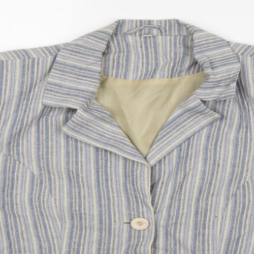 EWM Womens Blue Striped  Jacket Blazer Size 14