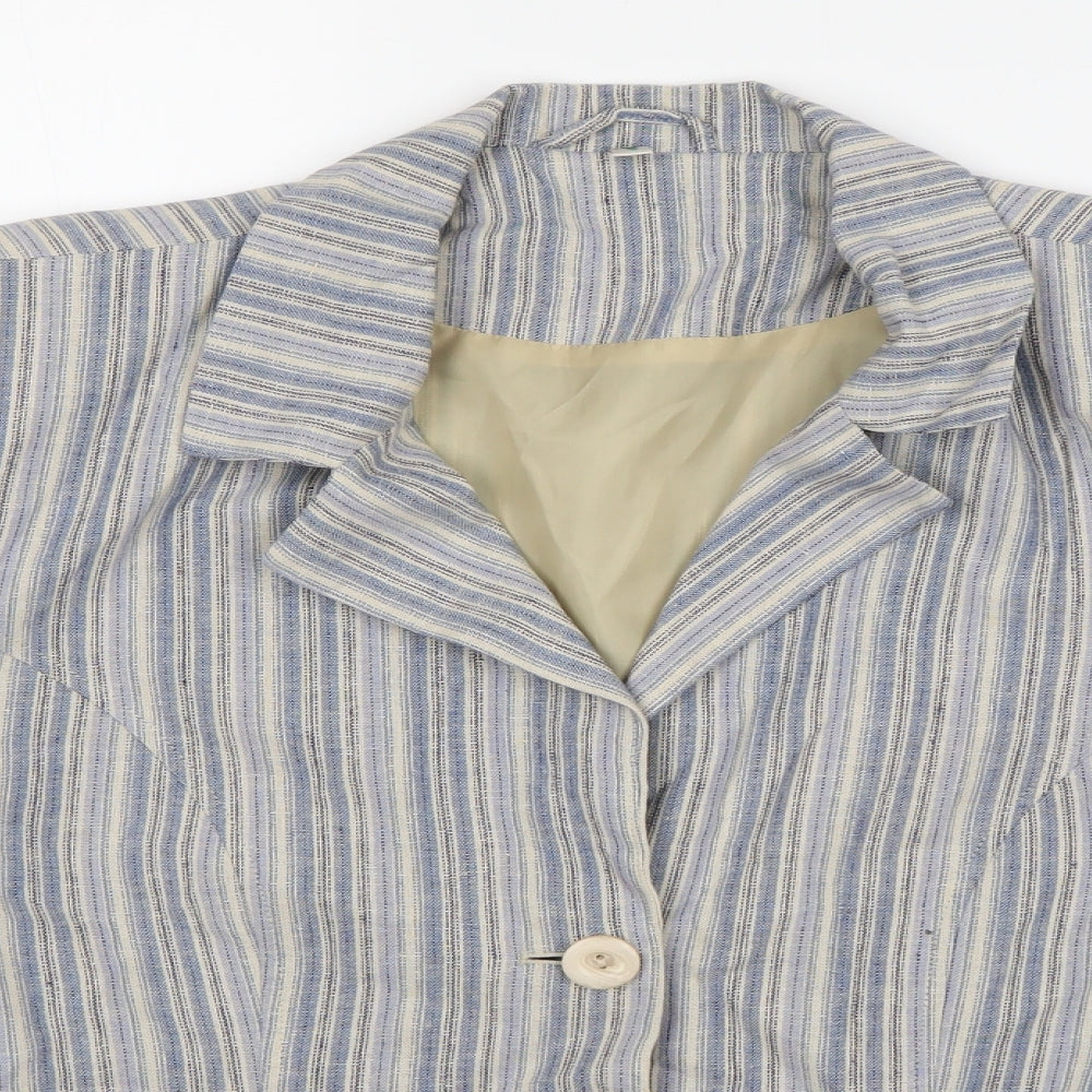 EWM Womens Blue Striped  Jacket Blazer Size 14