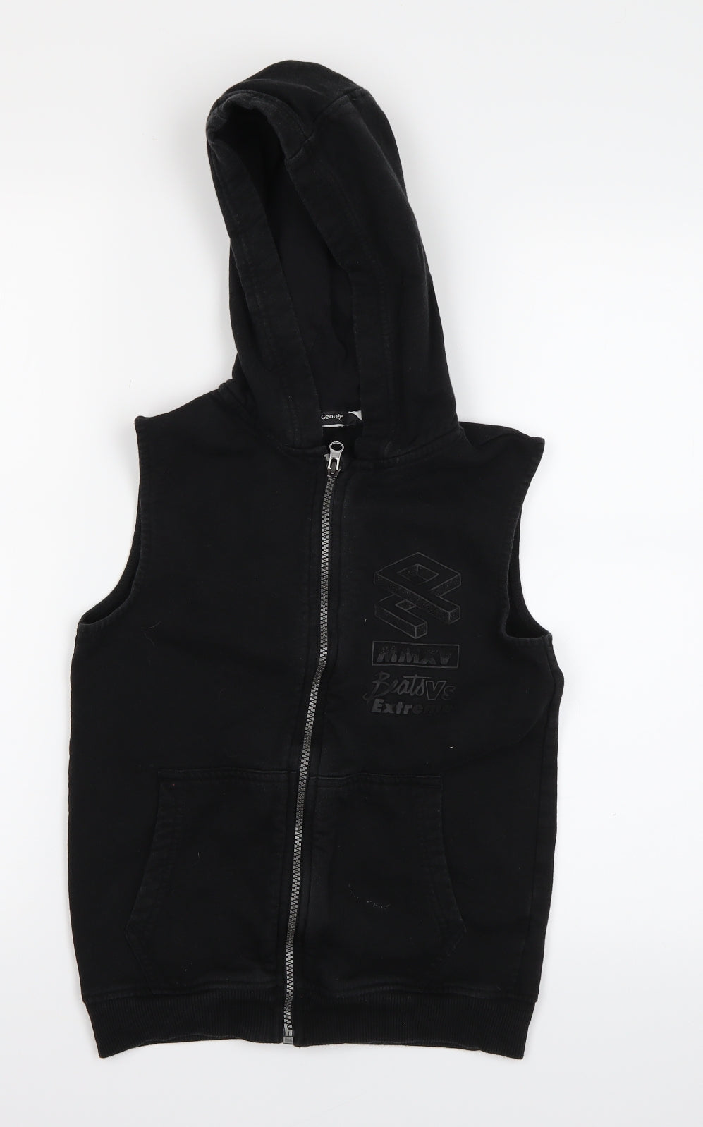 George Boys Black   Full Zip Hoodie Size 9-10 Years