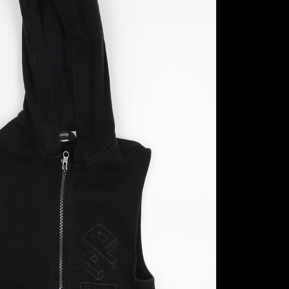 George Boys Black   Full Zip Hoodie Size 9-10 Years