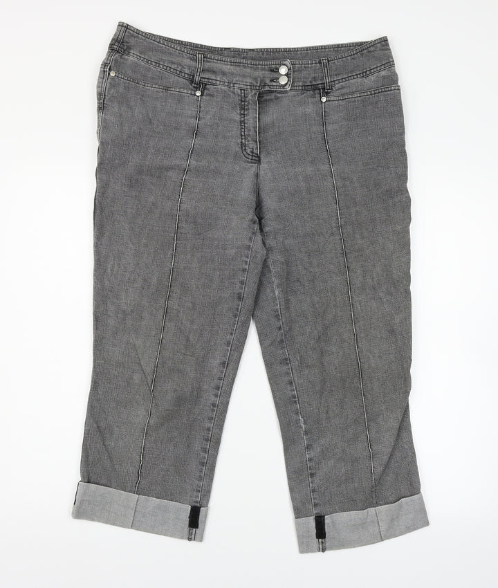 Preworn Womens Grey  Denim Cropped Jeans Size L L22 in