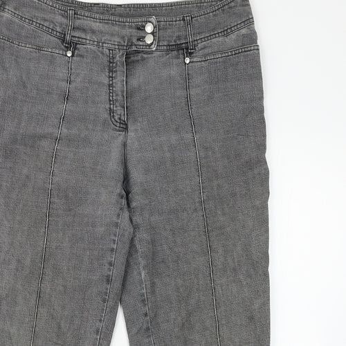 Preworn Womens Grey  Denim Cropped Jeans Size L L22 in