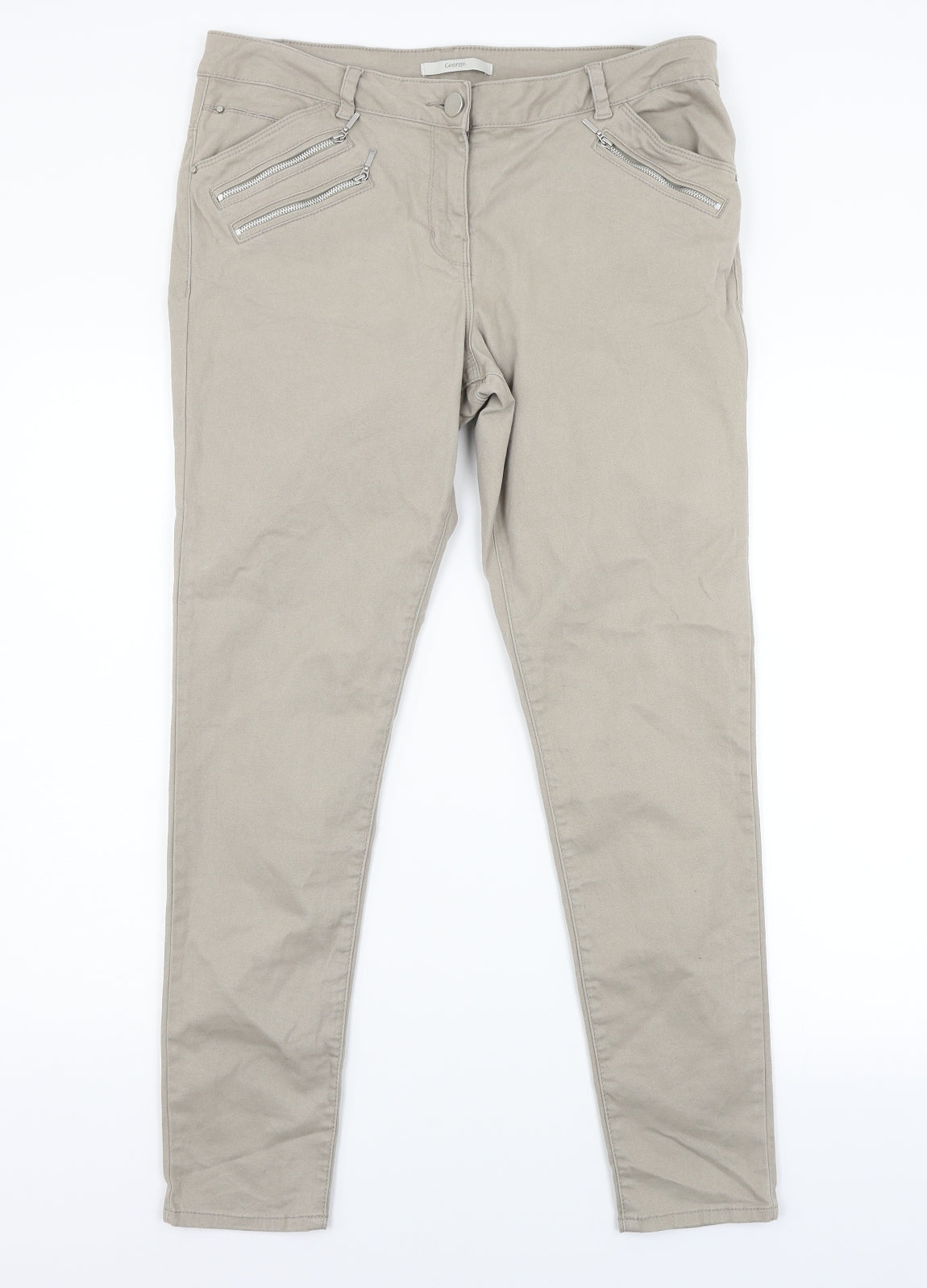 George Womens Beige  Denim Tapered Jeans Size 14 L28 in