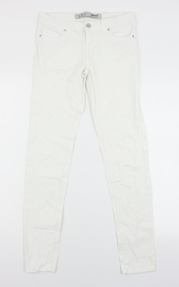 Primark Womens Ivory Denim Skinny Jeans Size 6 L29 in