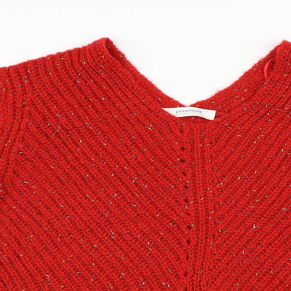 Promod Womens Red  Knit Pullover Jumper Size M