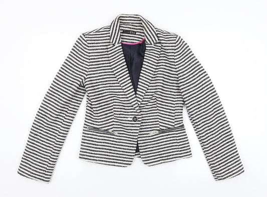 Front view of Primark women’s multicoloured striped jacket suit jacket, size UK 10
