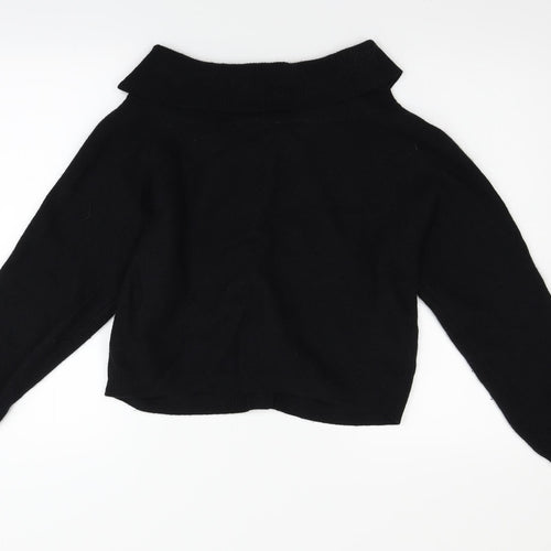 Gallery Womens Black  Knit Cardigan Jumper Size 12  - Lambswool