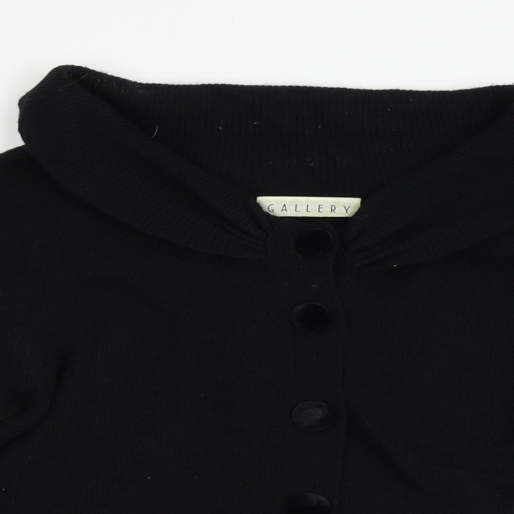Gallery Womens Black  Knit Cardigan Jumper Size 12  - Lambswool