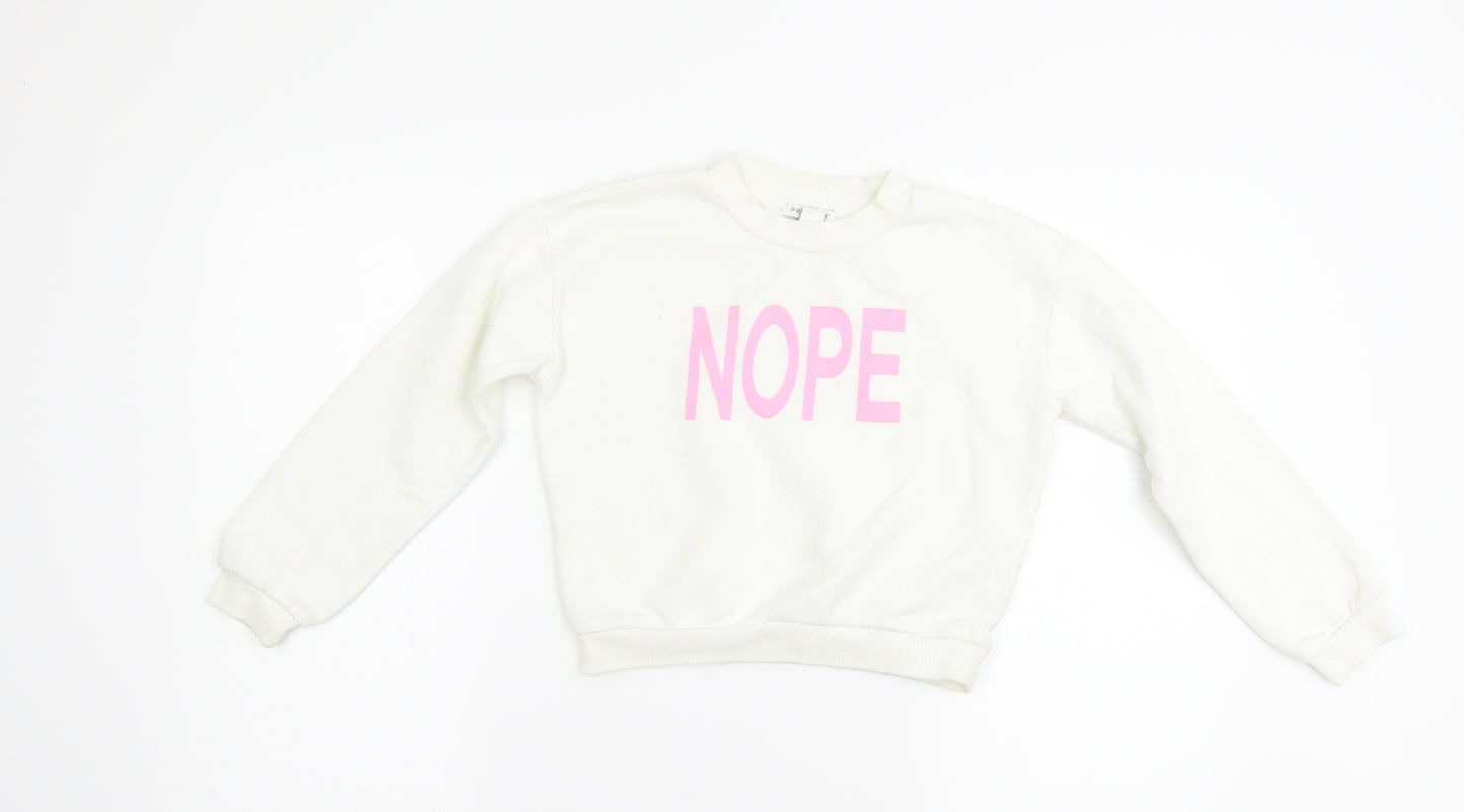 Primark Girls White   Pullover Sweatshirt Size 10-11 Years