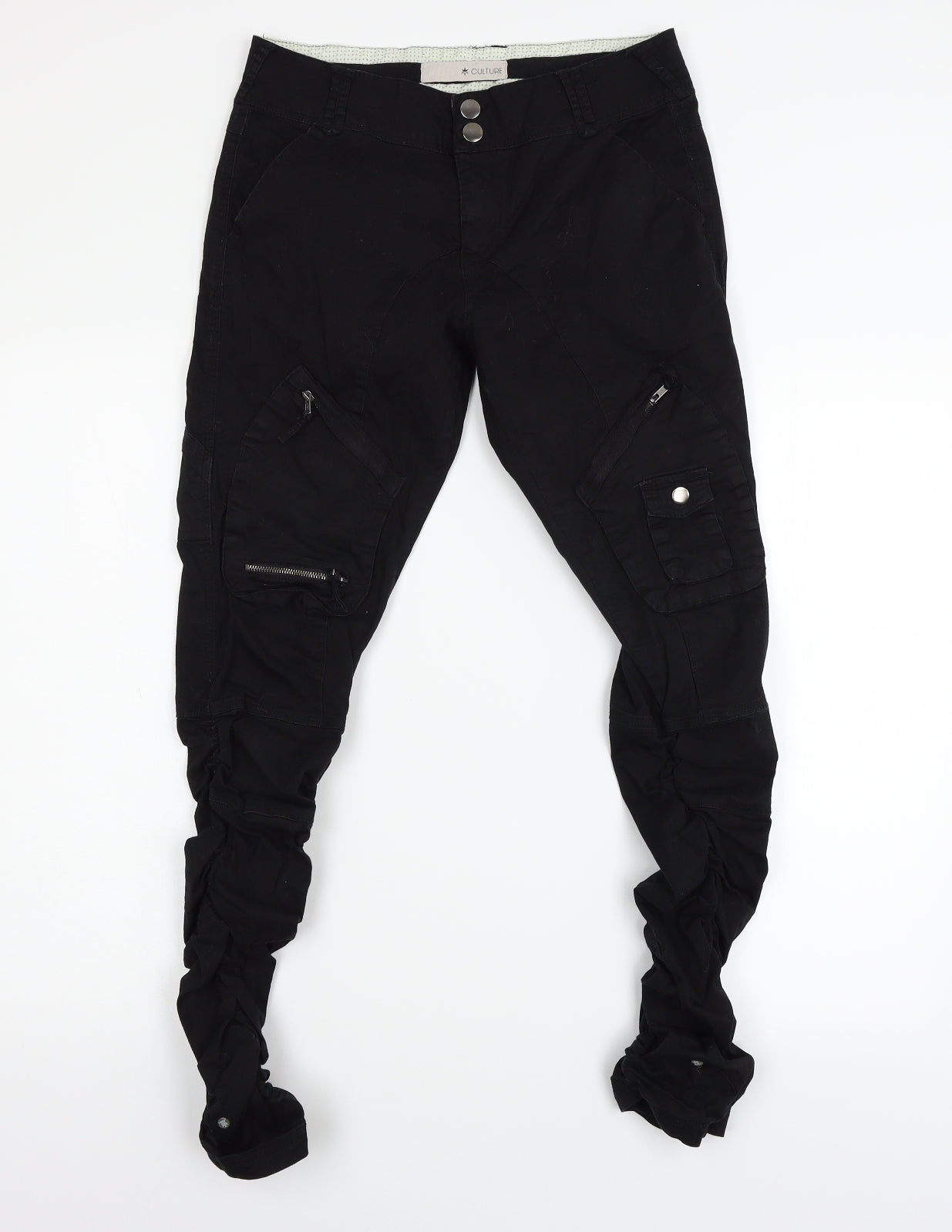 CULTURE Womens Black  Denim Trousers  Size 36 L29 in - Ruched