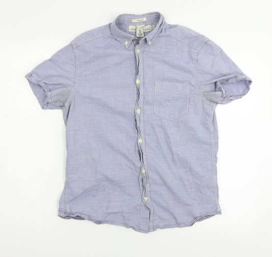 Front view of Regular men’s blue button-up, size S