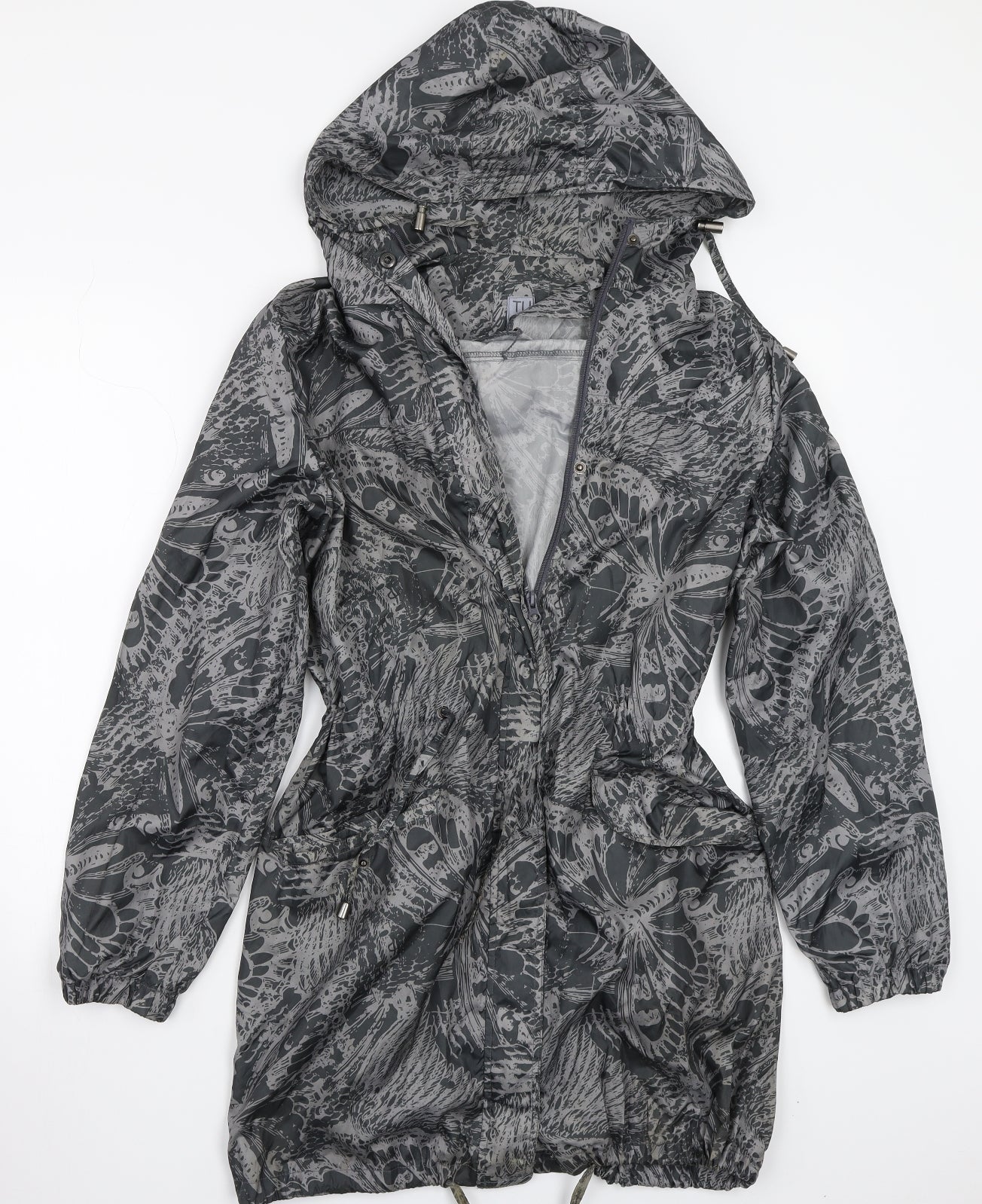 TU Womens Grey Floral  Jacket Coat Size 14