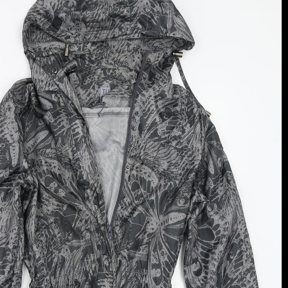 TU Womens Grey Floral  Jacket Coat Size 14