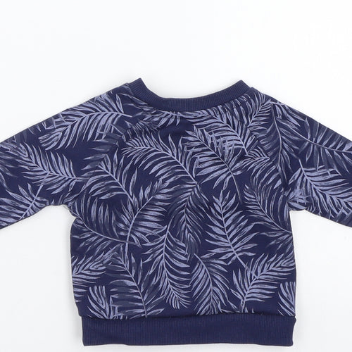 Primark Boys Blue Floral  Pullover Jumper Size 0-3 Months