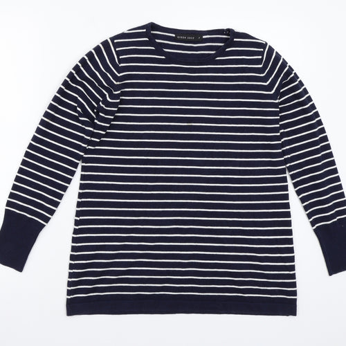 Queen shop Womens Blue Striped  Pullover Jumper One Size