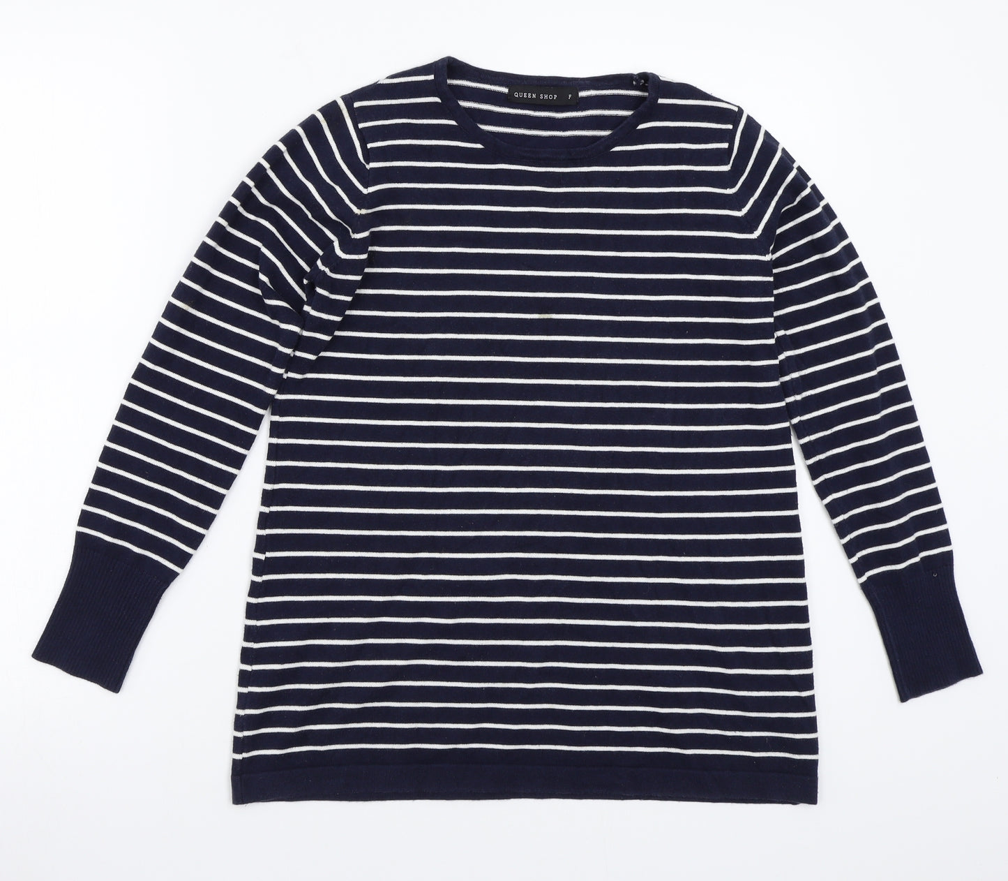 Queen shop Womens Blue Striped  Pullover Jumper One Size