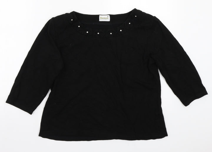 Roman Womens Black Pullover Jumper Size M