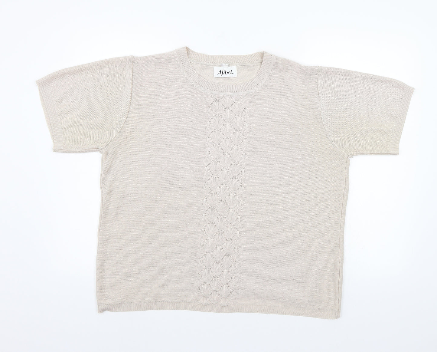Afibel Womens Beige   Basic T-Shirt Size L