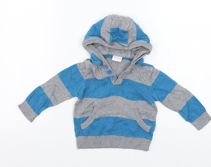 Mini Club Boys Blue Striped Pullover Jumper Size 6-9 Months