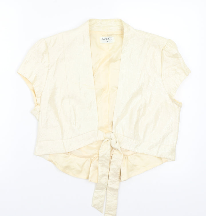 Kaliko Womens Beige Jacket Blazer Size 14