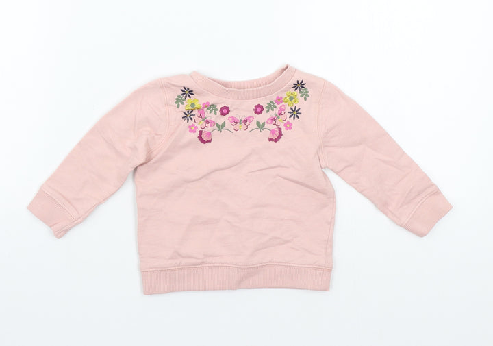 M&Co Girls Pink Pullover Jumper Size 3-6 Months