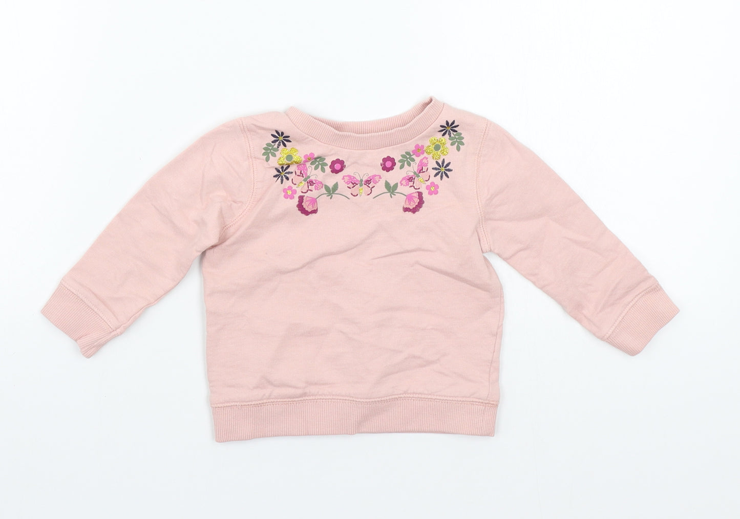 M&Co Girls Pink   Pullover Jumper Size 3-6 Months