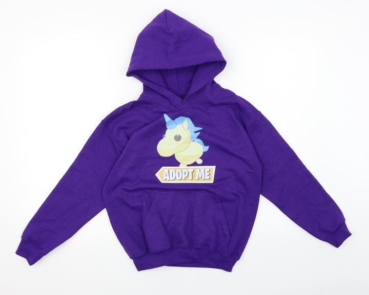 Gilden Girls Purple Houndstooth Pullover Hoodie Size M