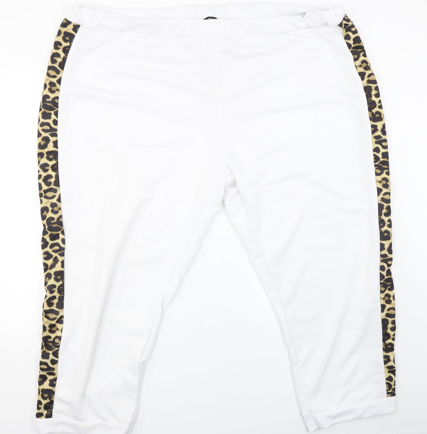 Boohoo Womens White Animal Print  Jogger Trousers Size 28