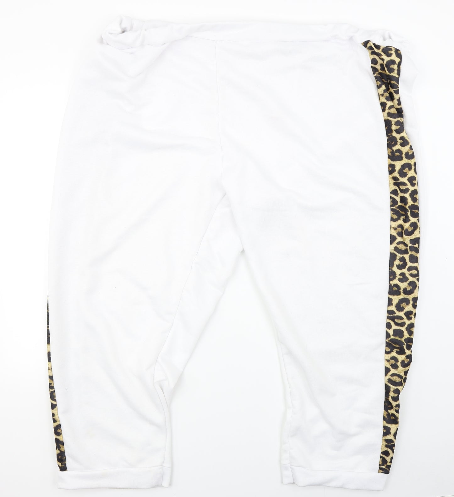 Boohoo Womens White Animal Print  Jogger Trousers Size 28