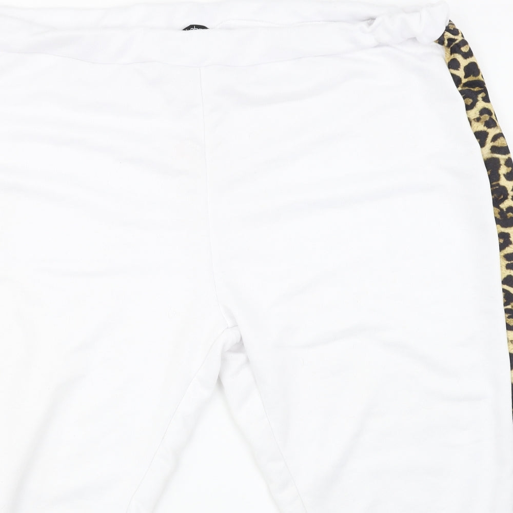 Boohoo Womens White Animal Print  Jogger Trousers Size 28