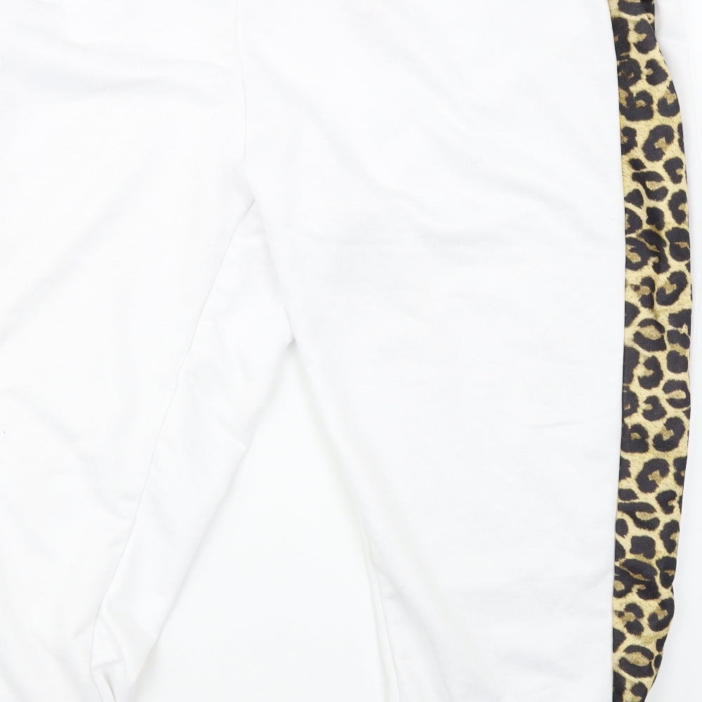 Boohoo Womens White Animal Print  Jogger Trousers Size 28