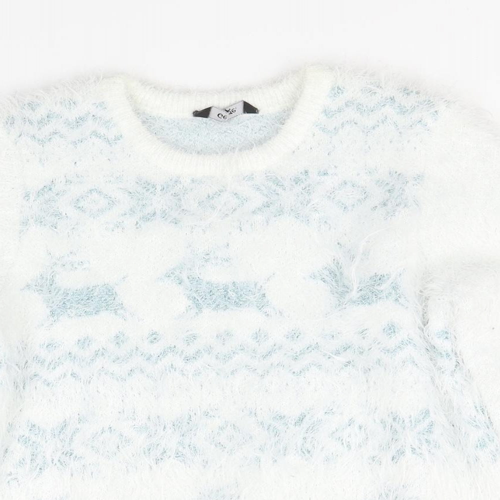George Girls White   Pullover Jumper Size 10-11 Years