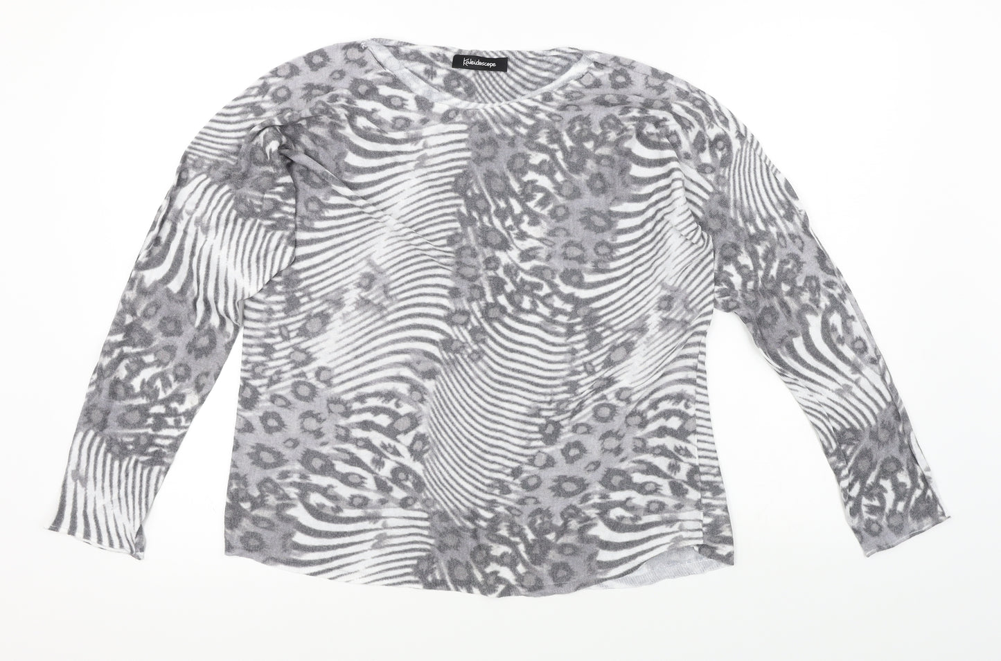 Kaleidoscope Womens Grey Animal Print  Basic T-Shirt Size 14