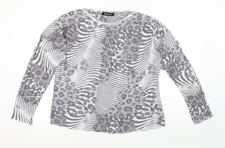 Kaleidoscope Womens Grey Animal Print  Basic T-Shirt Size 14