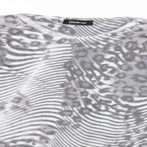 Kaleidoscope Womens Grey Animal Print  Basic T-Shirt Size 14