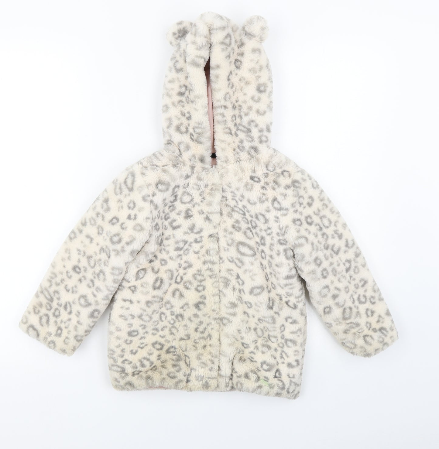 George Girls White Animal Print  Jacket Coat Size 3-4 Years