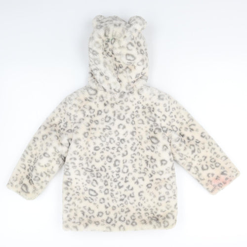 George Girls White Animal Print  Jacket Coat Size 3-4 Years