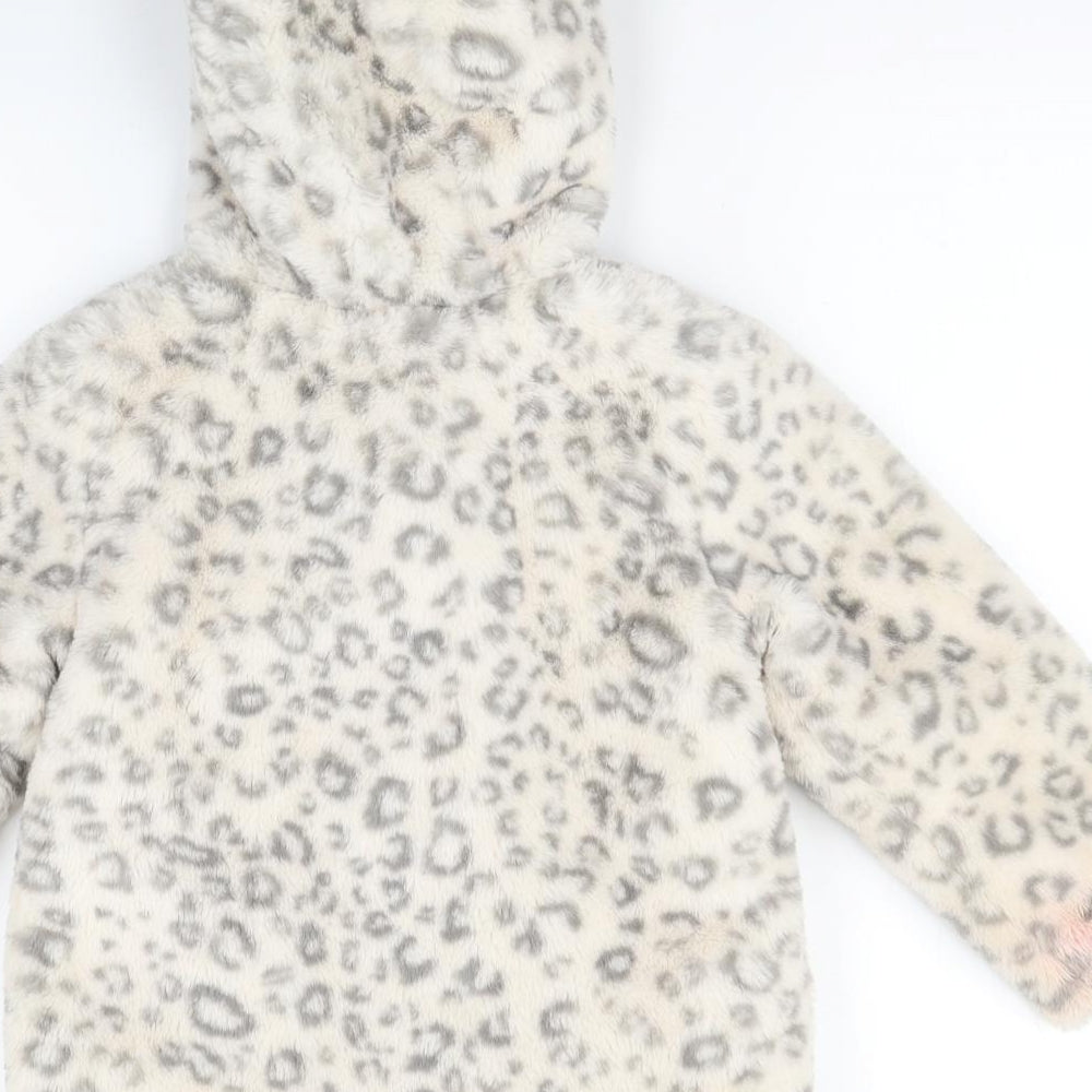 George Girls White Animal Print  Jacket Coat Size 3-4 Years