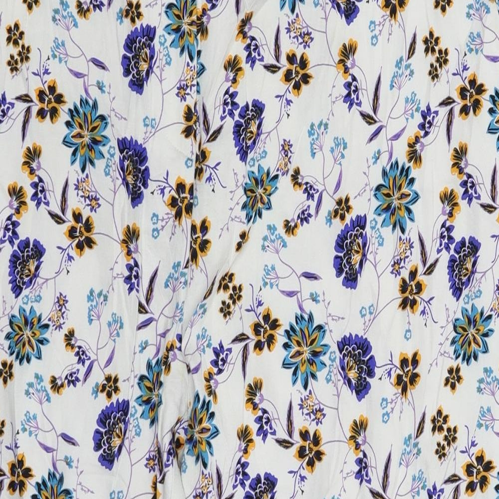 Peacocks Womens White Floral  Trousers  Size 16 L23 in