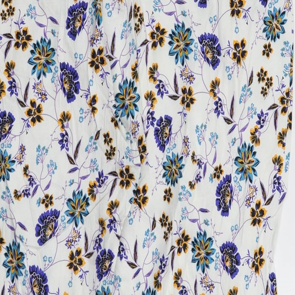 Peacocks Womens White Floral  Trousers  Size 16 L23 in