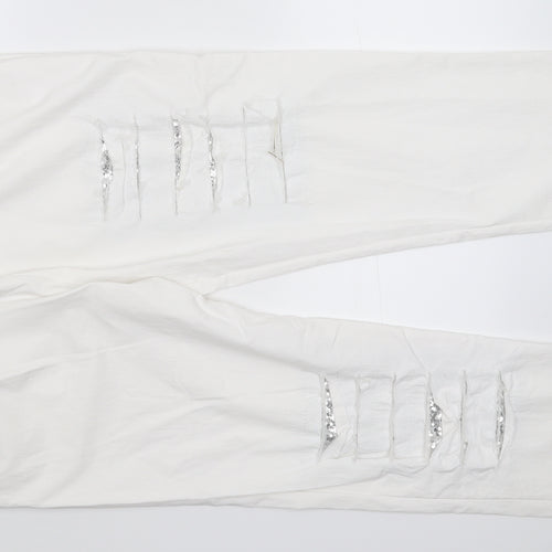 Glossy Womens White  Denim Straight Jeans Size 36 in L29 in