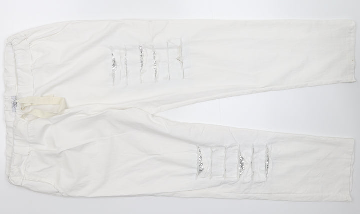 Glossy Womens White  Denim Straight Jeans Size 36 in L29 in
